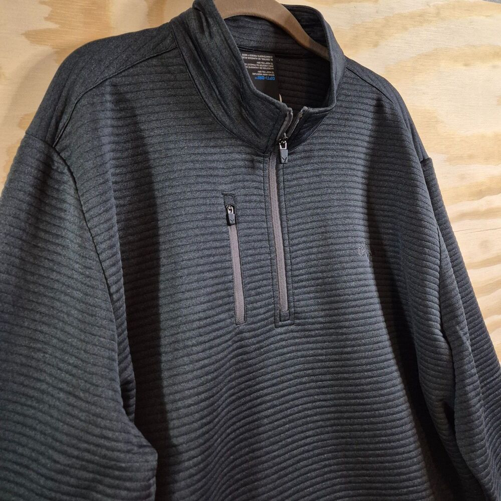 Callaway Mens NWT XXL Gray Opti-Dri Quarter Zip Golf Pullover UPF 50
